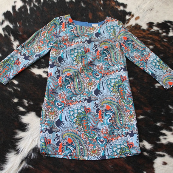 J. Crew Dresses & Skirts - J. Crew Blue and Orange Paisley Dress - Size 4